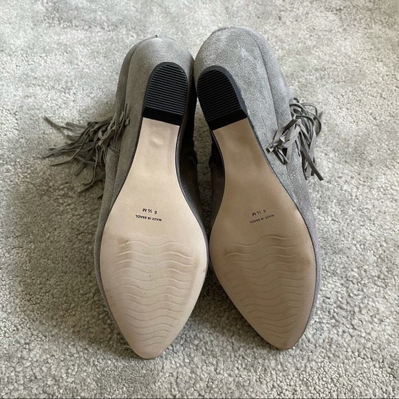 Matisse Gray Suede Sissy Fringe Chunky Wedge Boots - Picture 8 of 12